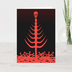 Christmas Skeleton Tree Red Holiday Card