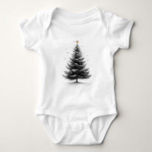 Christmas Sketch Poster Baby Bodysuit