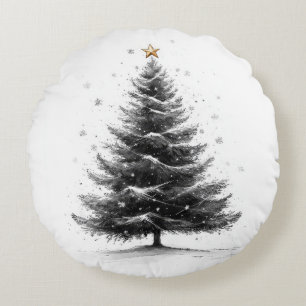 Christmas Sketch Poster Round Cushion