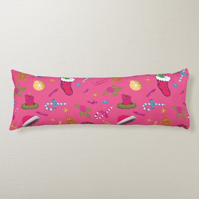 Christmas Sketch Seamless Pattern Body Cushion (Front)