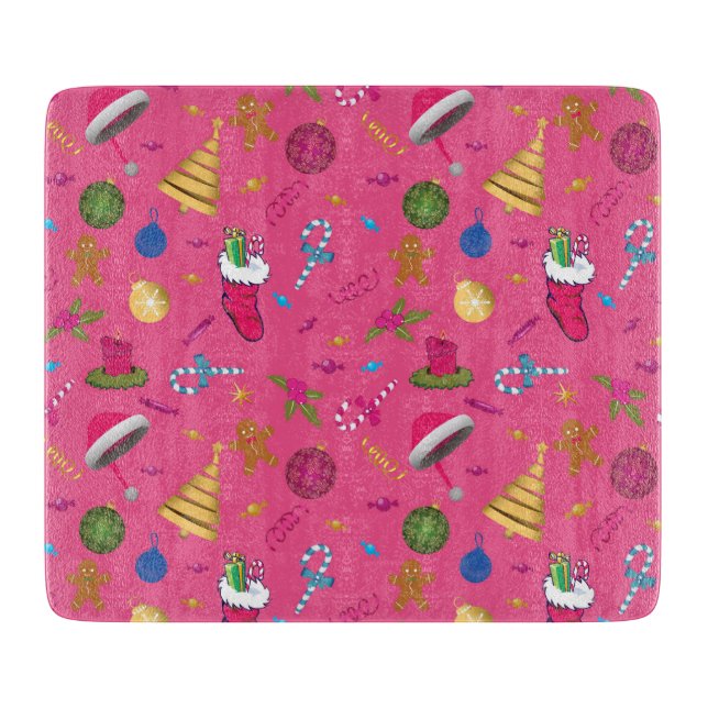 Christmas Sketch Seamless Pattern Cutting Board (Front)