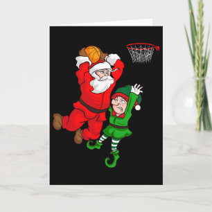 Christmas Sketll Santa Claus Slam Dunk Elf Funny H Card