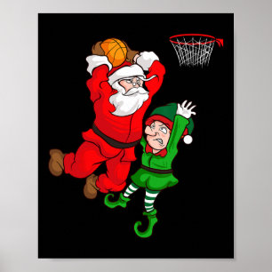 Christmas Sketll Santa Claus Slam Dunk Elf Funny H Poster
