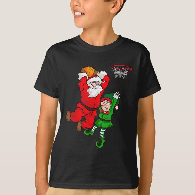Christmas Sketll Santa Claus Slam Dunk Elf Funny H T-Shirt (Front)