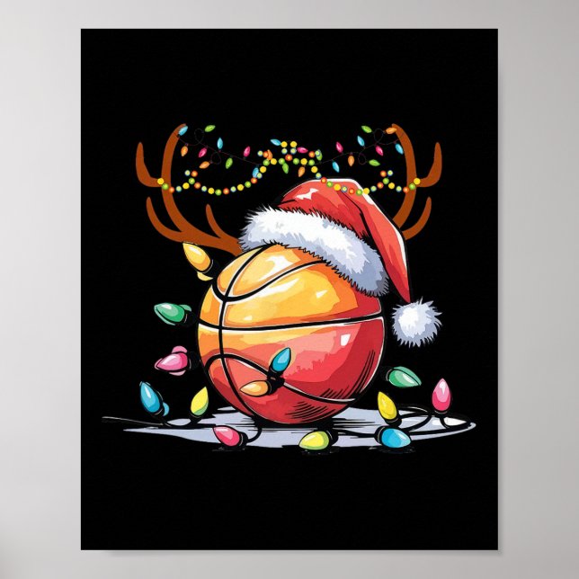 Christmas Sketll Santa Reindeer Sport Men Kids  Poster (Front)