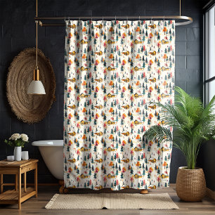 Christmas Ski Lodge Shower Curtain