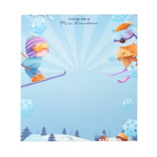 Christmas Ski Time Holiday Snow Notepad