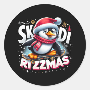 Christmas Skibidi Rizzmas Xmas Cool Penguin Holida Classic Round Sticker