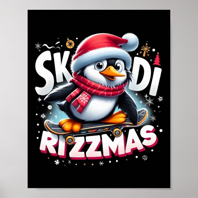 Christmas Skibidi Rizzmas Xmas Cool Penguin Holida Poster (Front)