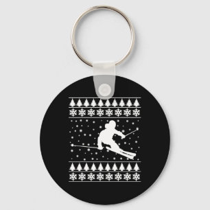 Christmas Skier T Shirt Xmas Gift For Skiing Lover Key Ring