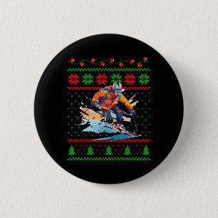 Christmas Skiing Sports Lover Skier Funny Xmas Des 6 Cm Round Badge