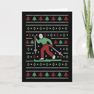 Christmas Skiing Ugly Xmas Sweater Ski Meme Card