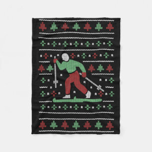 Christmas Skiing Ugly Xmas Sweater Ski Meme Fleece Blanket