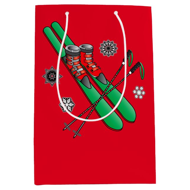 Christmas Skis Medium Gift Bag (Front)