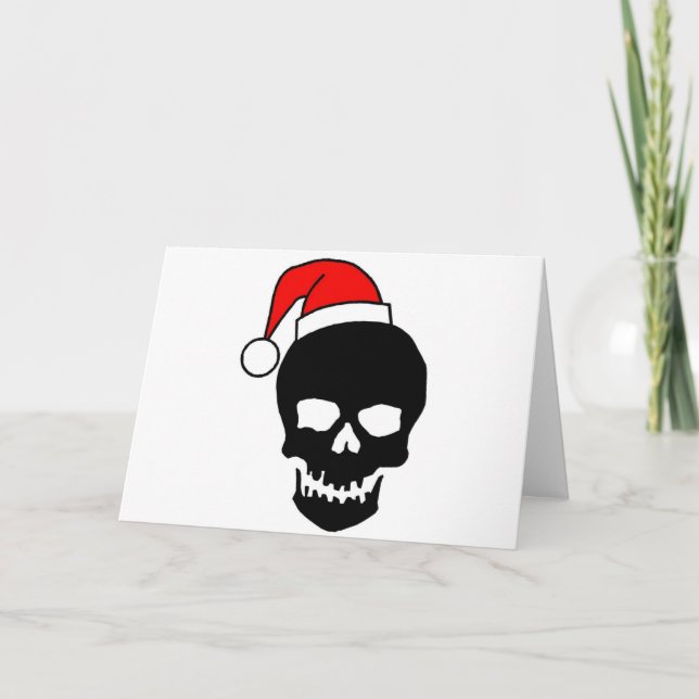 Christmas Skull Black Holiday Card (Front)
