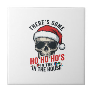 Christmas Skull Ho Ho Ho Humour Design Ceramic Tile