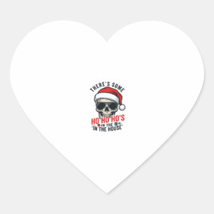 Christmas Skull Ho Ho Ho Humour Design Heart Sticker