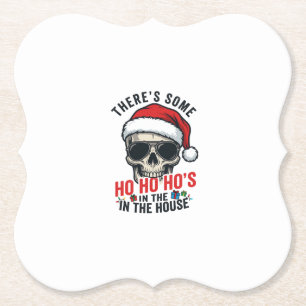 Christmas Skull Ho Ho Ho Humour Design Paper Coaster
