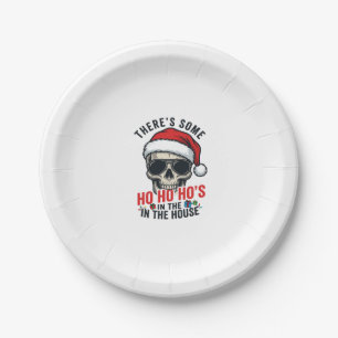Christmas Skull Ho Ho Ho Humour Design Paper Plate