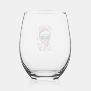 Christmas Skull Ho Ho Ho Humour Design Stemless Wine Glass