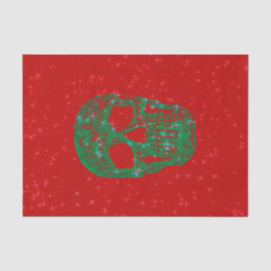Christmas Skull Pop Art Red Green Glitter Colourfu Tissue Paper