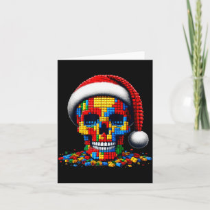 Christmas Skull Santa Hat Block Bricks Master Buil Card