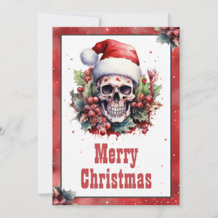 Christmas Skull Watercolor Holiday Card