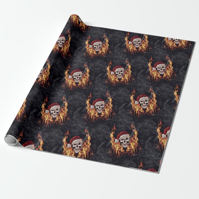 Christmas Skull Wrapping Paper (Unrolled)