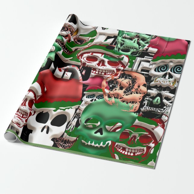 Christmas skulls wrapping paper (Unrolled)