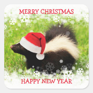 Christmas Skunk Holiday Square Sticker
