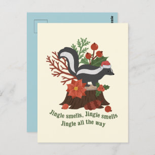 Christmas Skunk Pun: Jingle Smells Postcard