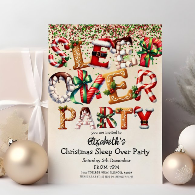 Christmas Sleep Over Birthday Party  Invitation (Creator Uploaded)