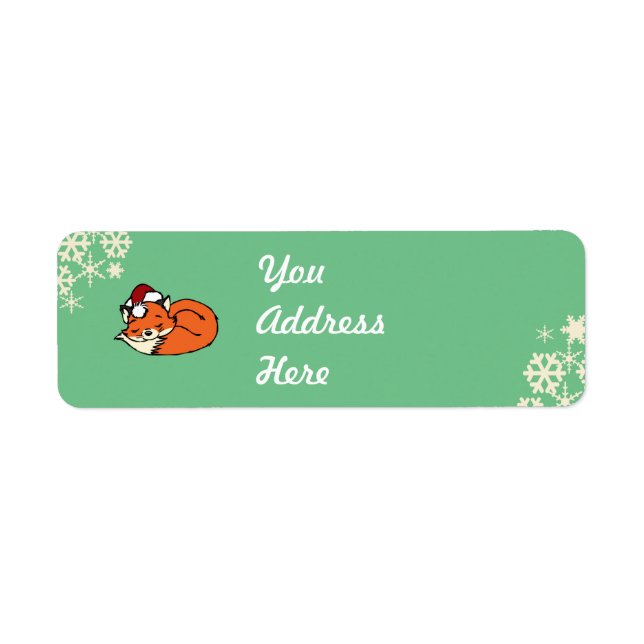 Christmas Sleeping Fox Return Address Label (Front)