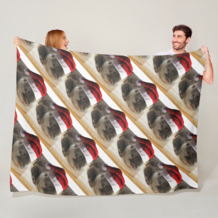 Christmas Sleepy Otter Fleece Blanket