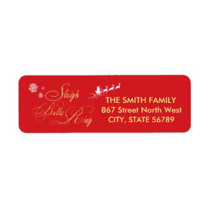 Christmas Sleigh Bells Return Address Label