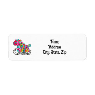 Christmas Sleigh Boho Cute Pink Holiday Address Return Address Label