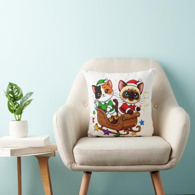 Christmas Sleigh Cats! Cushion (Chair)