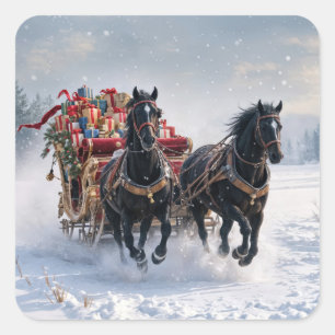 Christmas Sleigh Filled With Gifts Square Sticker