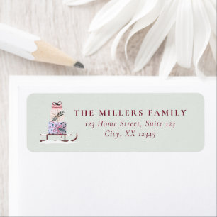 Christmas Sleigh full of gifts Address Label Return Address Label