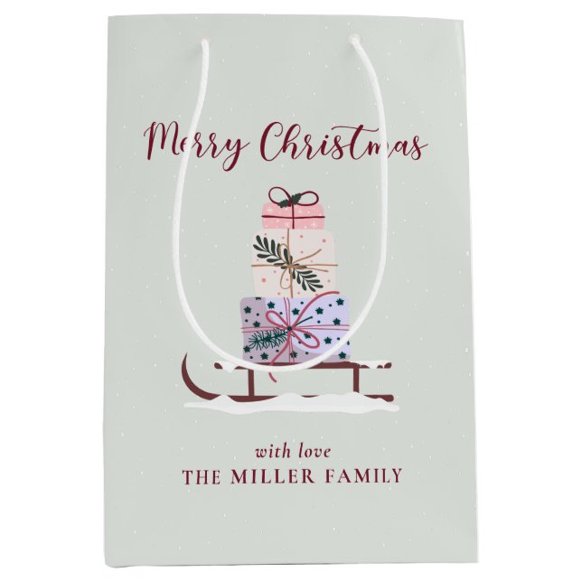 Christmas sleigh full of gifts medium gift bag (Front)