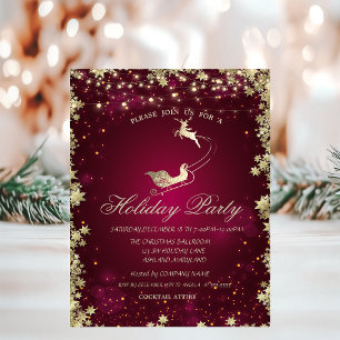 Christmas Sleigh Reindeer Stars Company Party  Invitation