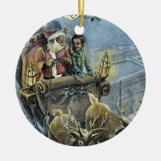 Christmas Sleigh Ride 1 Ceramic Ornament (Front)