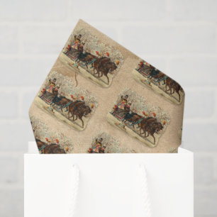 Christmas Sleigh Ride Victorian Jingle Bells Tissue Paper