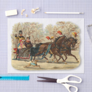 Christmas Sleigh Ride Victorian Jingle Bells Tissue Paper