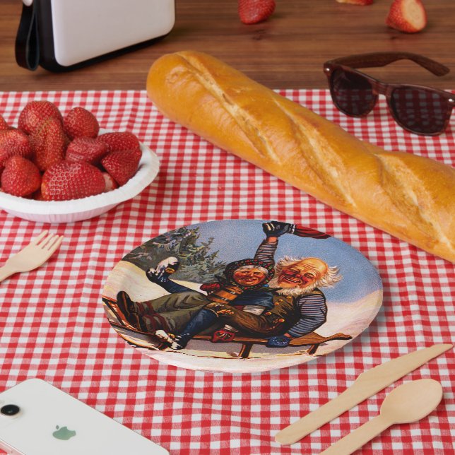 Christmas Sleigh Ride with Beer Wilhelm Larsen Paper Plate (Picnic)