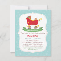 Christmas Sleigh Stroller Baby Shower Invitations