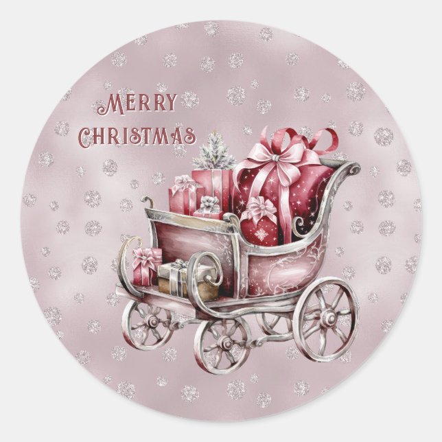 Christmas Sleigh With Gifts Holiday Sticker (Front)