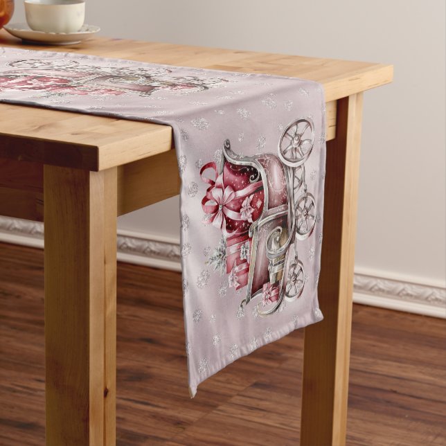 Christmas Sleigh With Gifts Holiday Table Runner (In Situ)