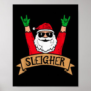 Christmas Sleigher Santa Rock Xmas Rocker Men Wome Poster