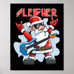 Christmas Sleigher Santa Rock Xmas Rocker Men Wome Poster